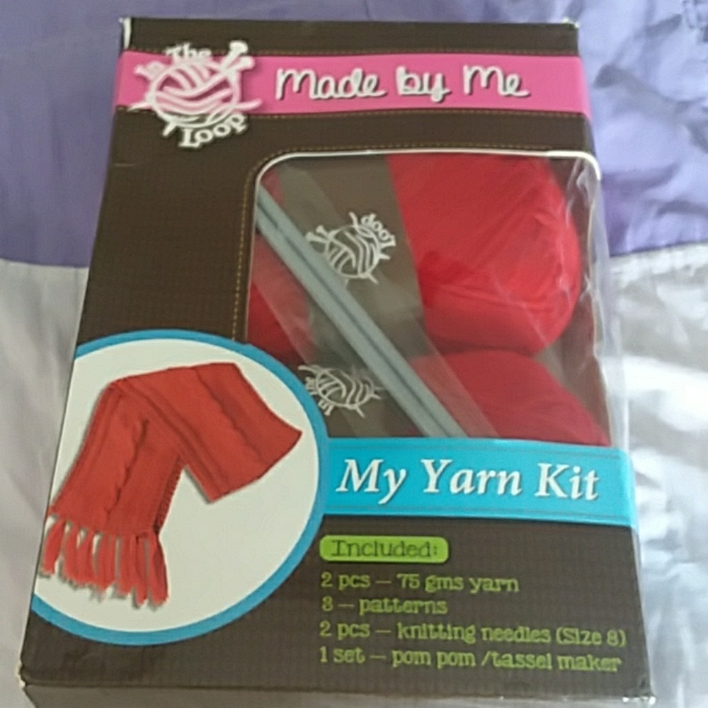 Yarn knitting kit NEW needles included GREAT GIFT
